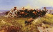 Charles M Russell The Buffalo Hunt china oil painting reproduction
